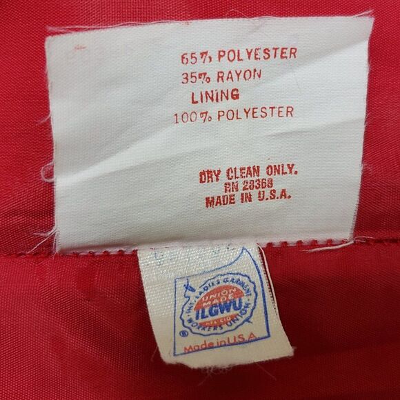 Misty Lane Dress Sz 6 Red Plaid Embroidered Crest Short Slv Midi Vintage Preppy - Picture 10 of 11